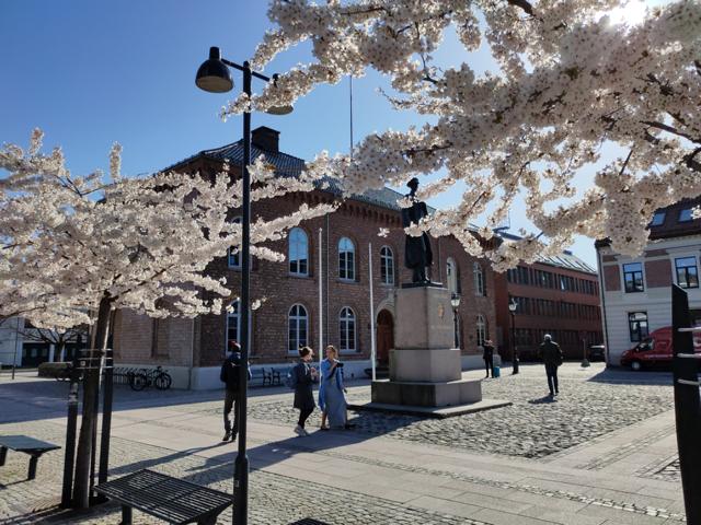 Die Haakon VII Statue im Zentrum von Kristiansand